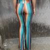 Women Fashion Color Stitching High Waist Pants Skinny Flared Trousers