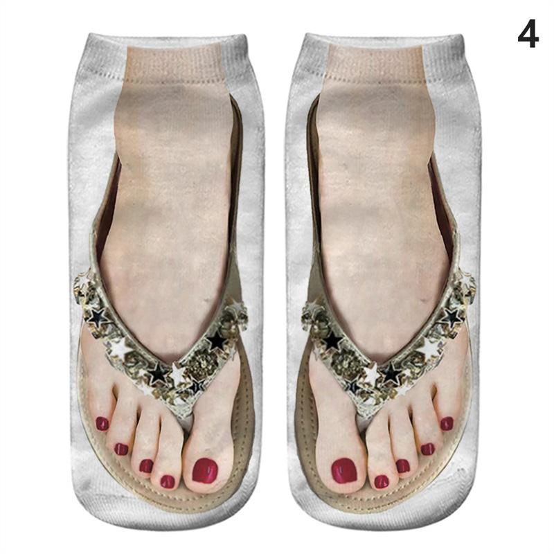 Симпатичные 3D носки со следами, женские кавайные хлопковые носки до щиколотки для девочек