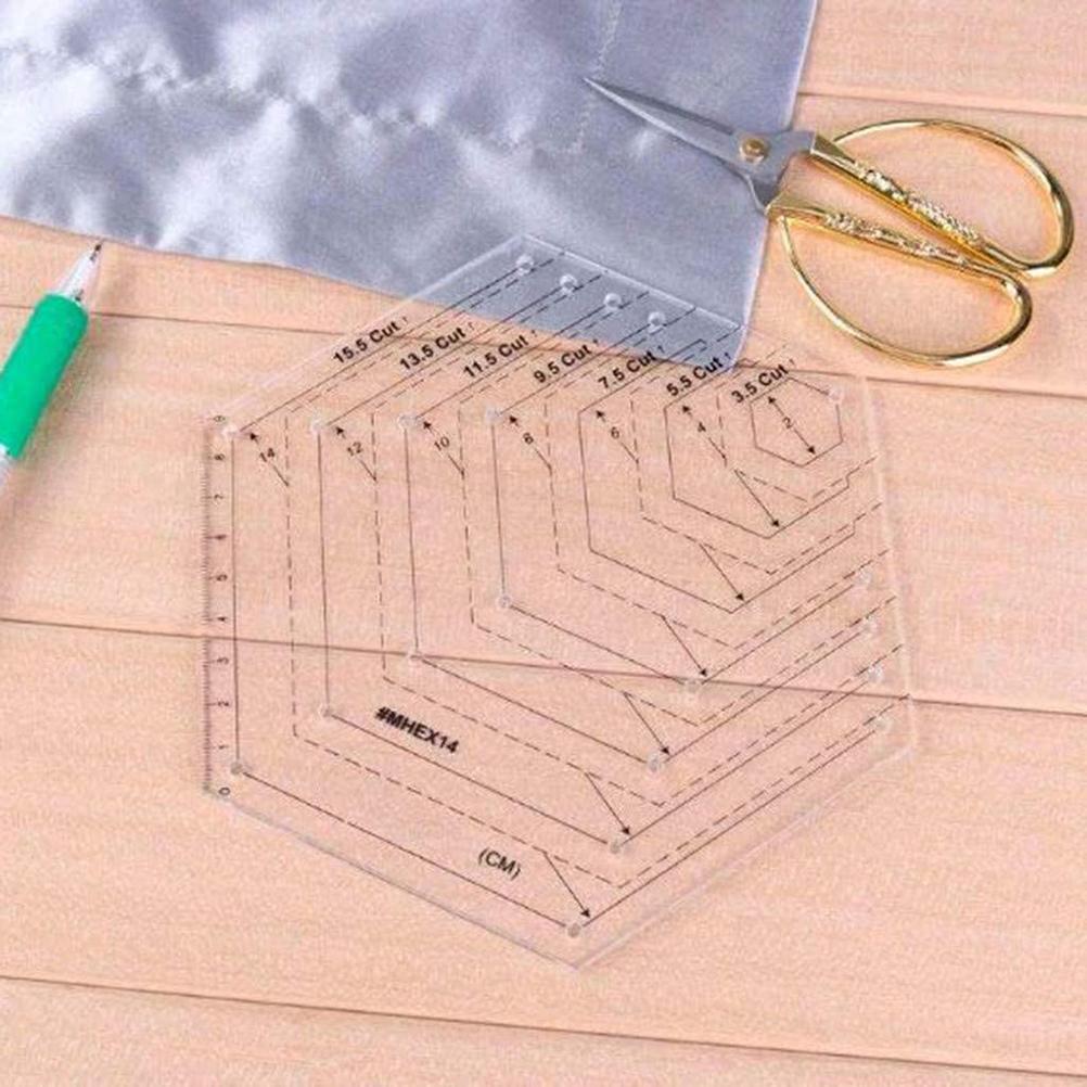 4 Pcs/set Sewing Ruler Acrylic Handmade Quilt Templates Stencil Grade Ruler Triangles Hexago