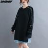 Dimanaf Пуловер оверсайз, женская одежда, толстовка, зима-осень, утепленные модные женские топы, рубашка, черная свободная молния с длинными рукавами