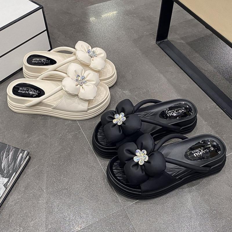 Летние новые сетчатые красные все с толстой подошвой темпераментные модные пляжные тапочки приливные цветочные тапочки женская одежда для улицы