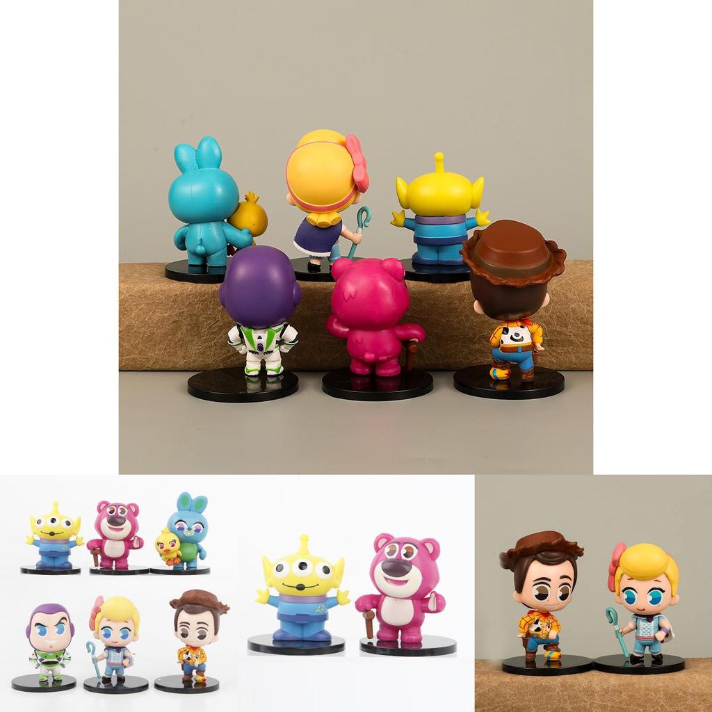 Charming Pink Bear Rabbit Alien Cartoon Figurines Pvc Anime Characters 8cm Set