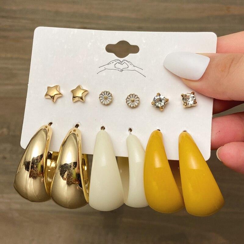 17 км модные металлические серьги-гвоздики с жемчугом, комплект для женщин, винтажные серьги золотого цвета, круглые и квадратные серьги, набор серег, подарки, ювелирные изделия