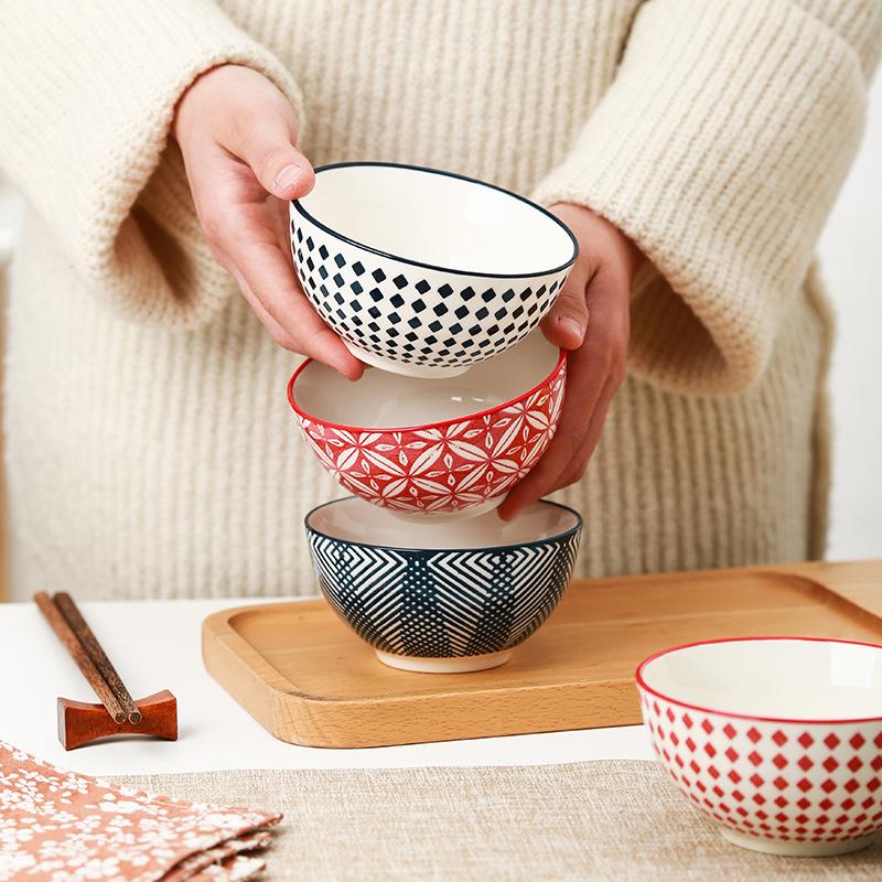 Набор из 5 мисок, керамические миски для обеда, 4,5-дюймовая синяя фарфоровая миска для рисового супа, овсянки с подарочной коробкой, подходит для микроволновой печи