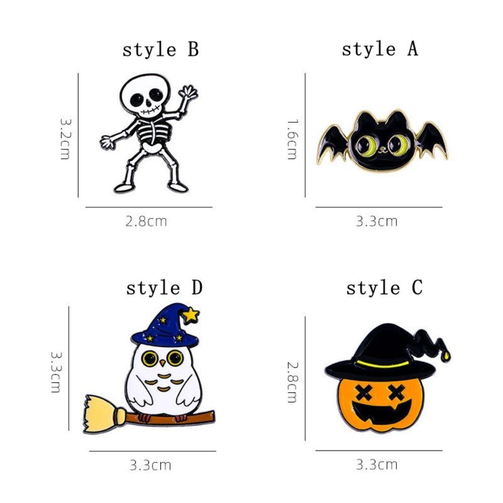 Zinc Zinc Zinc Alloy Halloween Funny Brooch Pumpkin Flying Broomstick Cat Brooch Skeleton Brooch Halloween