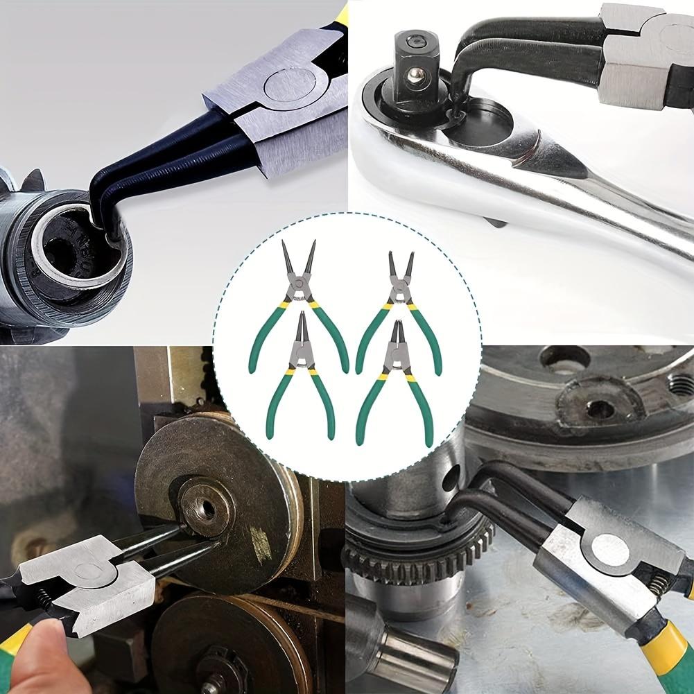 7-Inch 4-Piece Clamp Pliers - Heavy Duty Inner and Outer Ring Clamp Tool Kit with Straight and Elbow for Easy Removal of Ring and Retention C-Clamp