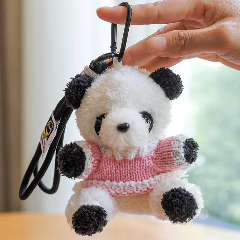 Colorful Panda Plush Keychain With Pp Cotton Filling For Girls And Kids