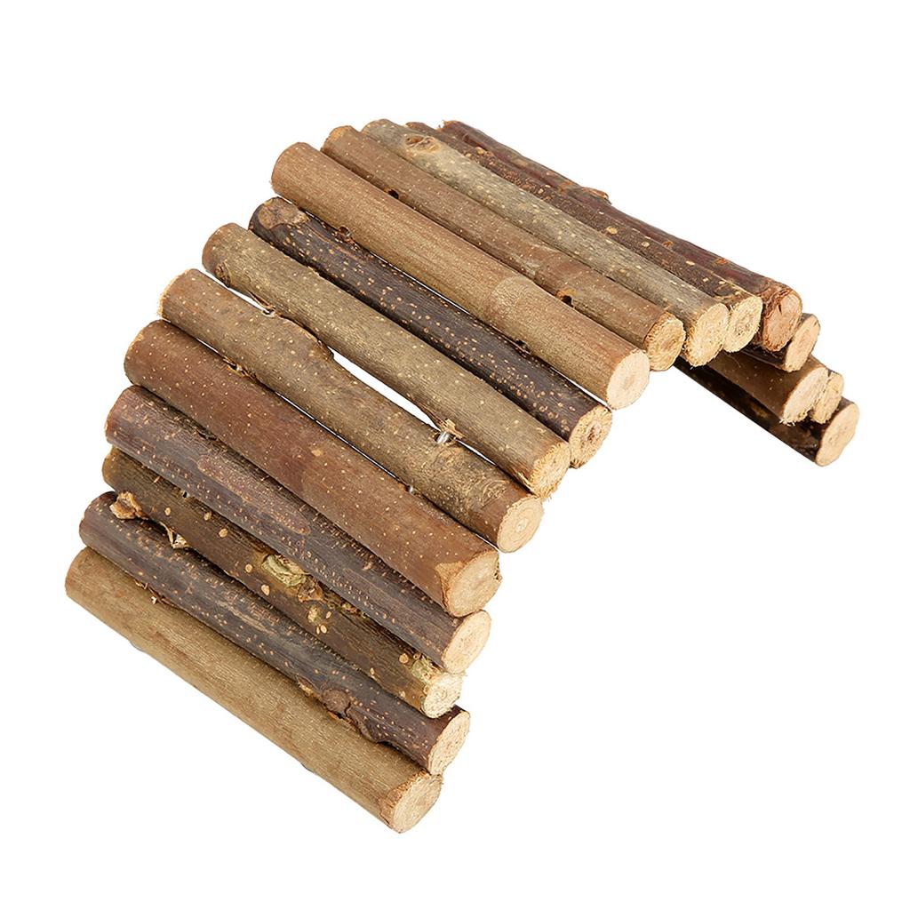 Hamster Bendy Wooden Bridge Ladder House for Reptile Mice Rodents Small Animal Chew Toy(Small)