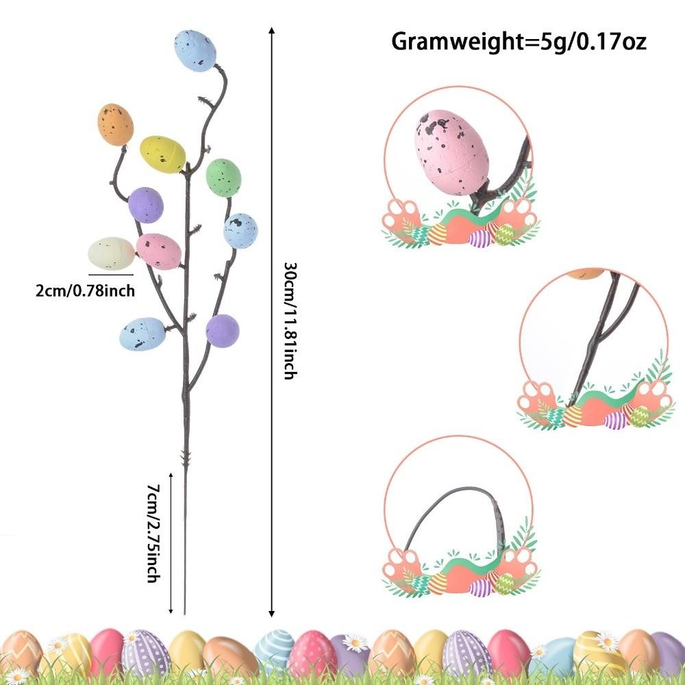 35CM Length Easter Egg Branch Fake Bouquets Egg Design Fake Plant Bouquet Artificial Branch Shape Vase Ornament Home Decor