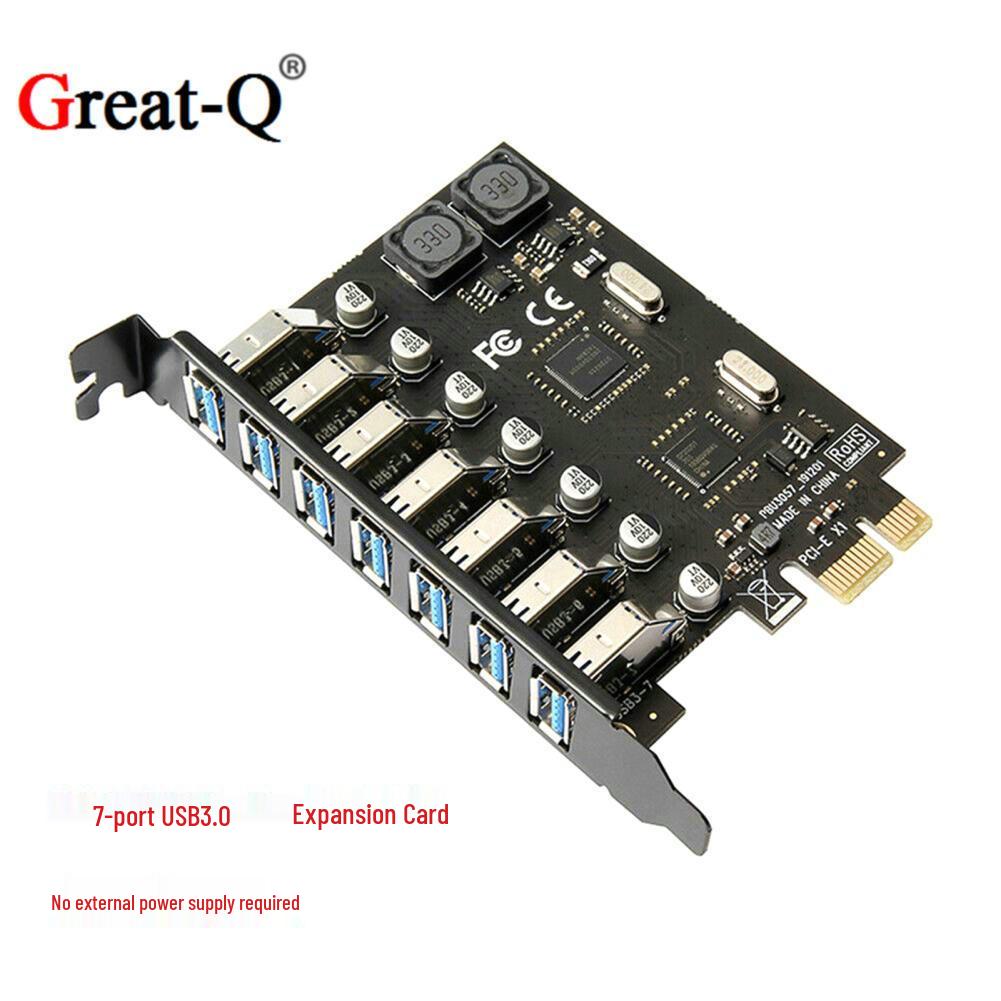 7-Port PCI-E to USB 3.0 Adapter Card for Desktop - No External Power Required, NEC Chip