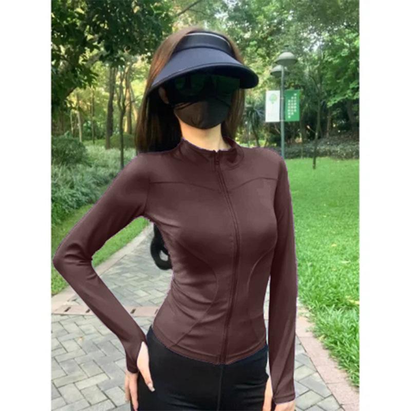 Sunscreen clothes, yoga clothes, women's zipper jackets, sports tops, slim-fitting long-sleeved outer wear, running professional training fitness