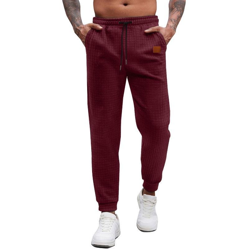 Waffle Sweatpants Men's Checkered Fabric Sweatpants Personalized Fashion Pants