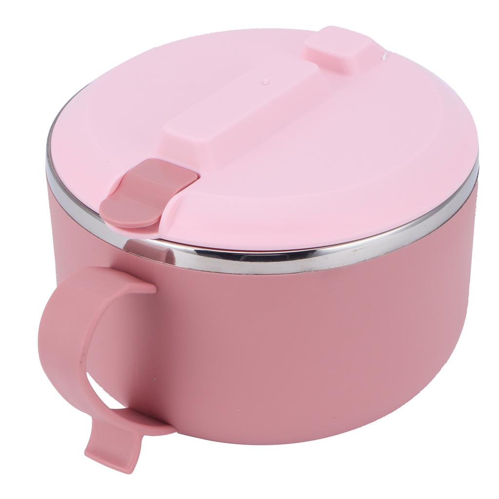 Rice Noodle Bowl with Lid 1200ML Anti Scalding Thermal Lunch Box Kitchen Utensils(Pink )