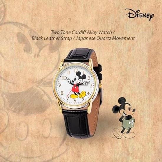Женские кварцевые металлические часы Disney с Микки Маусом Цвет Черный ( Модель w002755 )