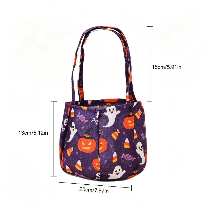 Halloween Candy Bag for Toddlers, Cute Cartoon Print Non-Woven Tote for Trick or Treat & Party Favors