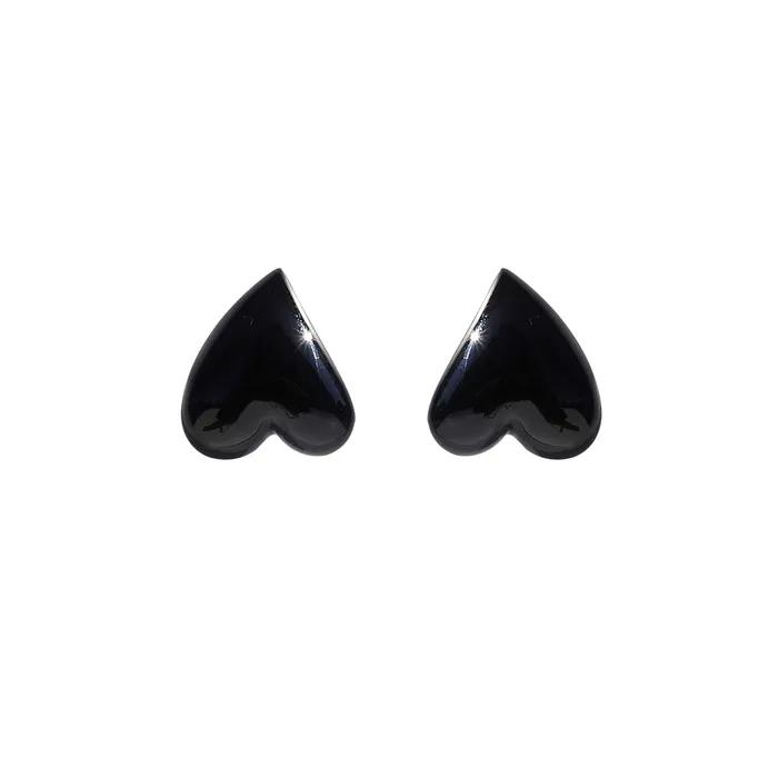 Stone love earring (Black)