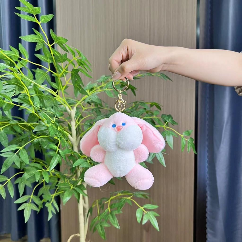 Cute Plush Doudou Rabbit Keychain Delightful Backpack Accessory With Colorful Chain