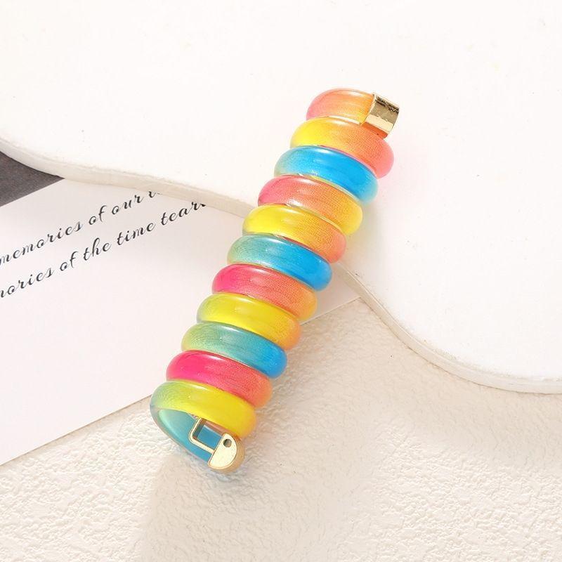 Children Curly Telephone Line Hair Loop Baby Girl Ponytail Tie Magic Tool Candy Color Changing Plastic Rubber Bands for Hair