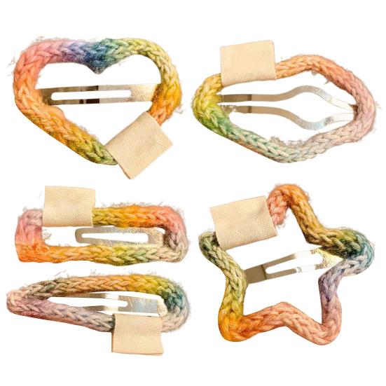 Радужная заколка для волос, плетеный цветок, сердце, звезда, облако, декоративная форма, аксессуары для волос, легкая заколка для волос для девочек