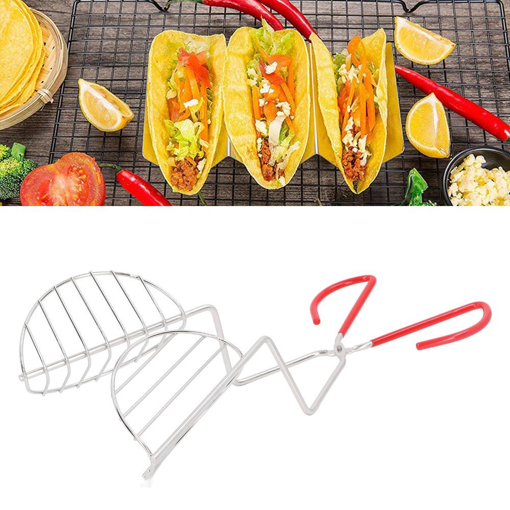 Stainless Steel Tortilla Press Maker Silver Taco Fryer Tongs Durable Taco Shell Holder Frying