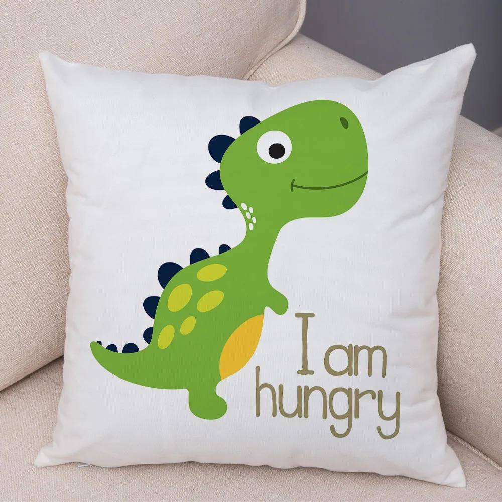 Милая наволочка на подушку с динозавром юрского периода, декоративная мультяшная наволочка с животным, для детской комнаты, дивана
