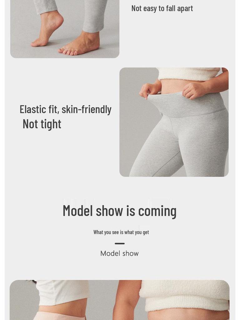 Женские осенние леггинсы с высокой посадкой из смесового хлопка - Утепленные, Теплые, Облегающие, Однотонные, Эластичный зимний базовый слой.