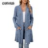 Autumn and Winter Women's Long Solid Colour Long Sleeve Loose Pocket Cardigan Jacket