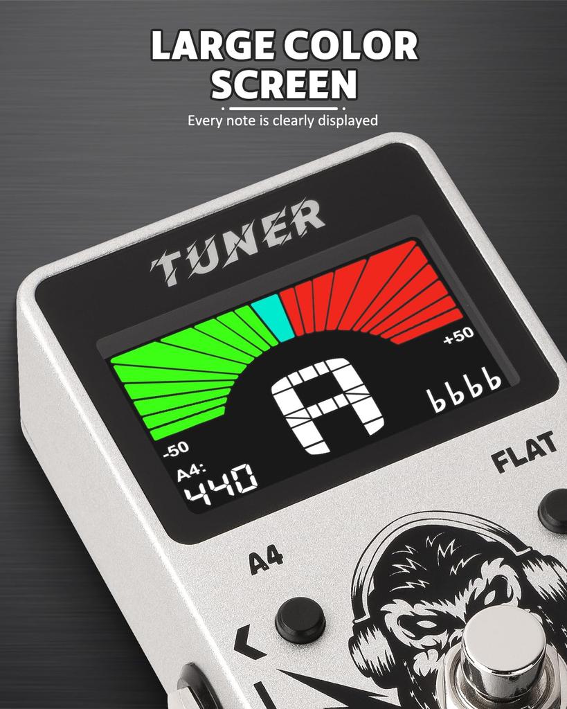 STRICH Tuner Гитарная педаль Precision Chromatic Drop Tuning A4 True Bypass Цветной дисплей для электрогитары/баса 430-450 Гц