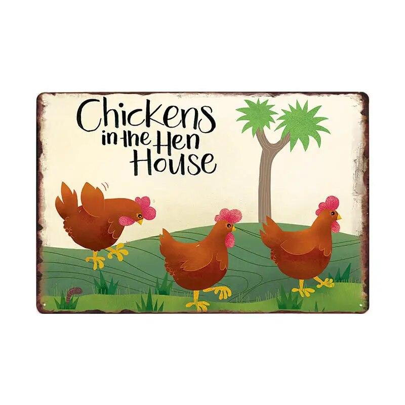Chicken Plaque Sign Vintage Metal Tin Signs Wall Poster Decals Plate Painting Bar Farm Home Decor Wall Art 30*20 Cm