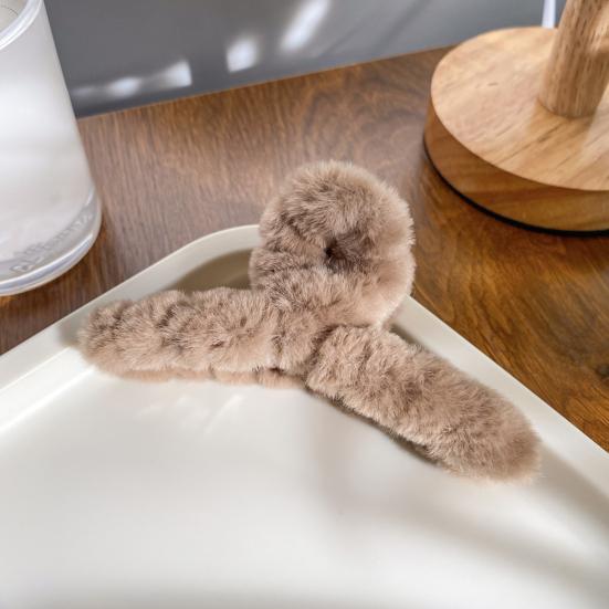 Заколка для волос с плюшевой оберткой, большая заколка для волос с затылком, универсальный аксессуар для волос на каждый день