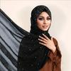Women Bubble Chiffon Hijabs Scarf With Diamonds Studs Pearls Scarves Plain Shawls Headscarf Wraps Solid Color Mullfers Turbans