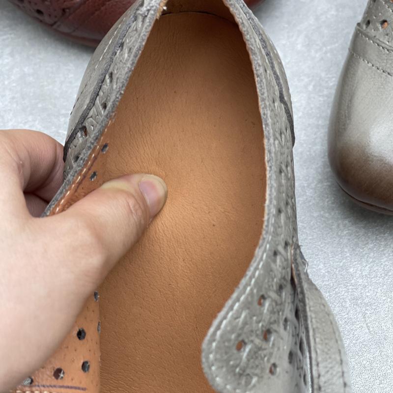 Johnature Винтажные босоножки ручной работы из натуральной кожи на высоком каблуке с выемками, дышащие женские туфли