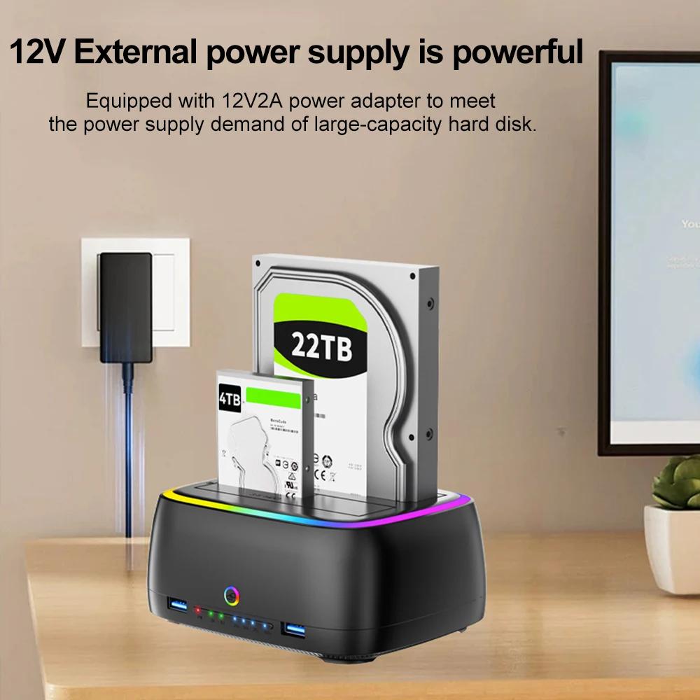 7 в 1 Док-станция для жестких дисков с двумя отсеками USB3.0 5 Гбит/с Type-C Док-станция для HDD для 2,5/3,5-дюймовых HDD/SSD Оффлайн клонирование Корпус Карта TF/SD