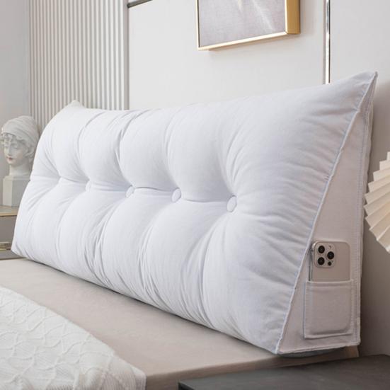 Подушка для изголовья с боковым карманом Льняная Треугольная Подушка-клин для изголовья Подушка-валик для кровати для поддержки плеч, спины, поясницы Общежитие Дом Спальня