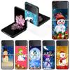 Чехол для Samsung Galaxy Z Flip 3 5G 4, черный жесткий роскошный чехол для телефона ZFlip4, модный чехол для предотвращения падения, чехол для ПК, Рождественский снеговик