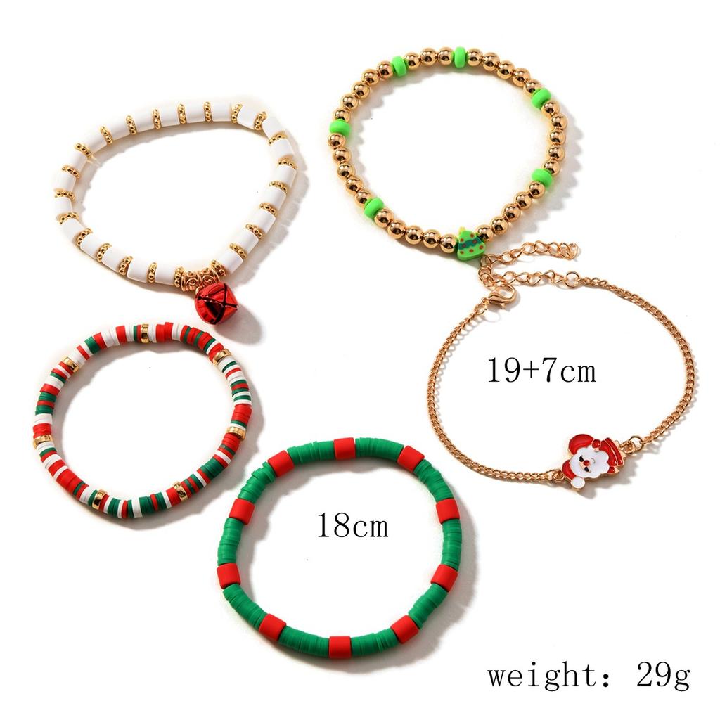 Christmas Bracelet Beaded Set Gift Holiday Collection Men Women Braclet Adjustable Alphabet Santa Claus Bells Jewelry Accessorie