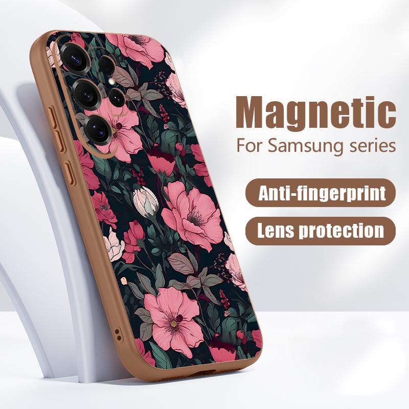 Чехол с ярким цветочным узором для Samsung S26 Edge S25 FE S24 Plus S23 S22 Ultra A15 A16 A17 A35 A36 A37 A54 A55 A56 A57 5G Магнитная матовая крышка
