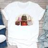 Women's T Shirt Summer Fashion Girl Bag Printed Ladies T-shirt Casual Short Sleeve Female Clothing Top Tee White Short Sleeve