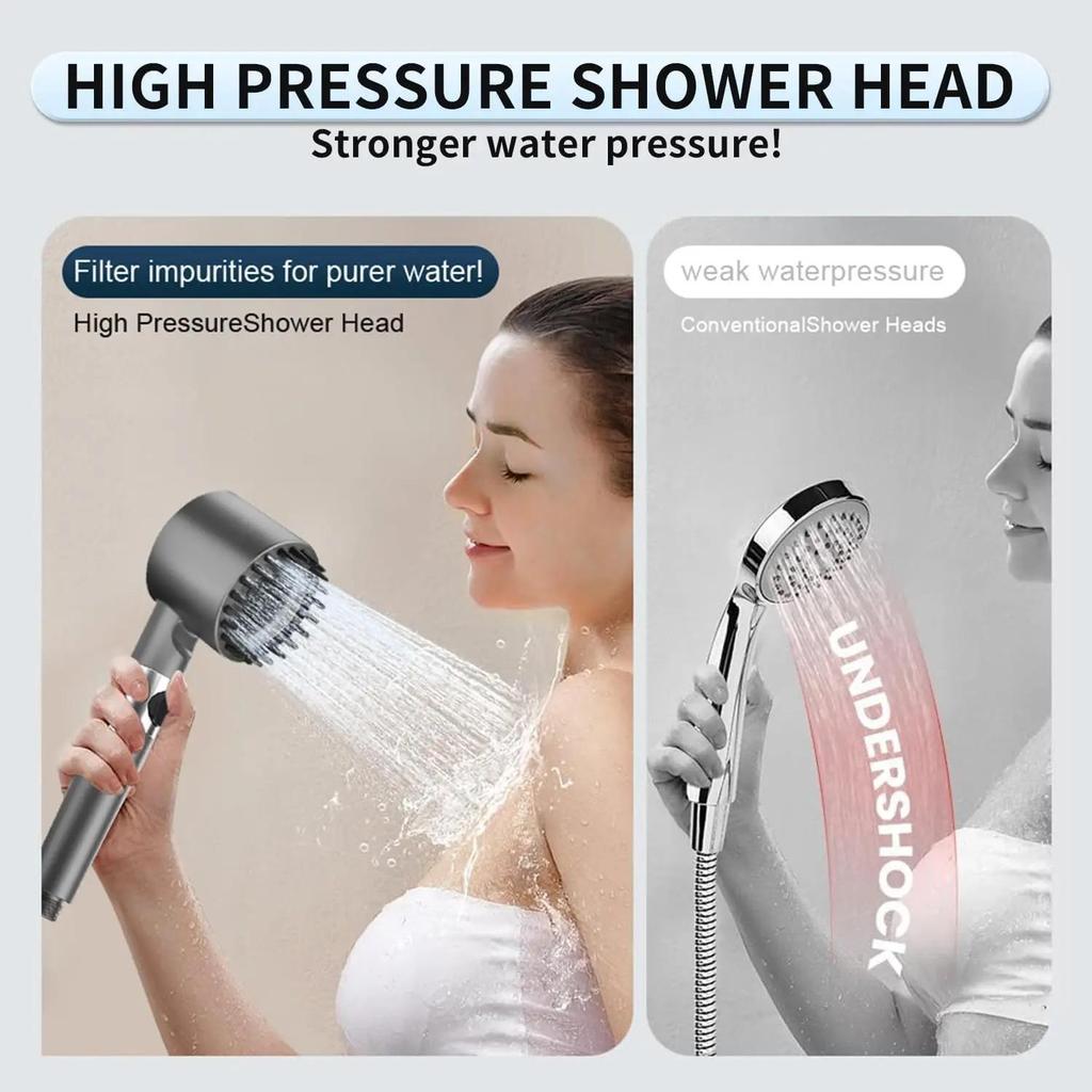 Ion Drops Shower Head with High Pressure,Multi-Mode Shower Head with 60 Inch Hose, assageable Shower Heads