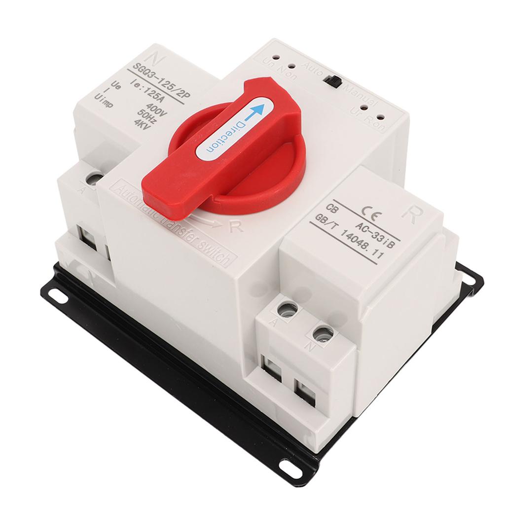 Двойной автоматический переключатель питания с красной ручкой 125A генераторный переключатель для промышленности 400 В