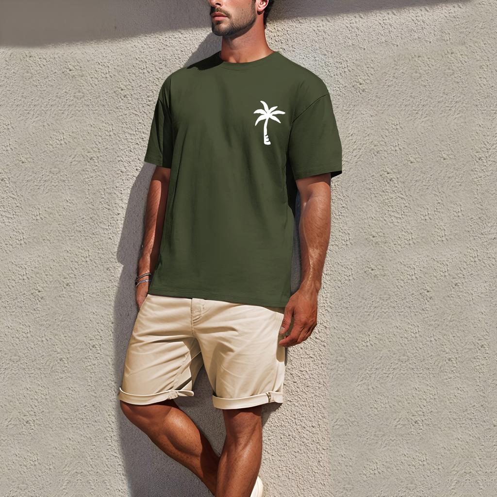 Мужская рубашка с воротником-стойкой и коротким рукавом, свободная рубашка для отдыха и отдыха, мужская