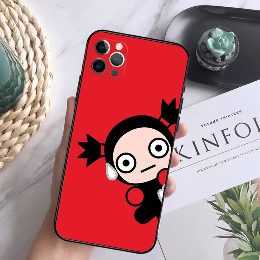 Cartoon P-Pucca Phone Case For iPhone 16,15,14,13,12 Mini 11 Pro XR,X,XS,MAX 7,8 Plus Silicone Cover Soft Black