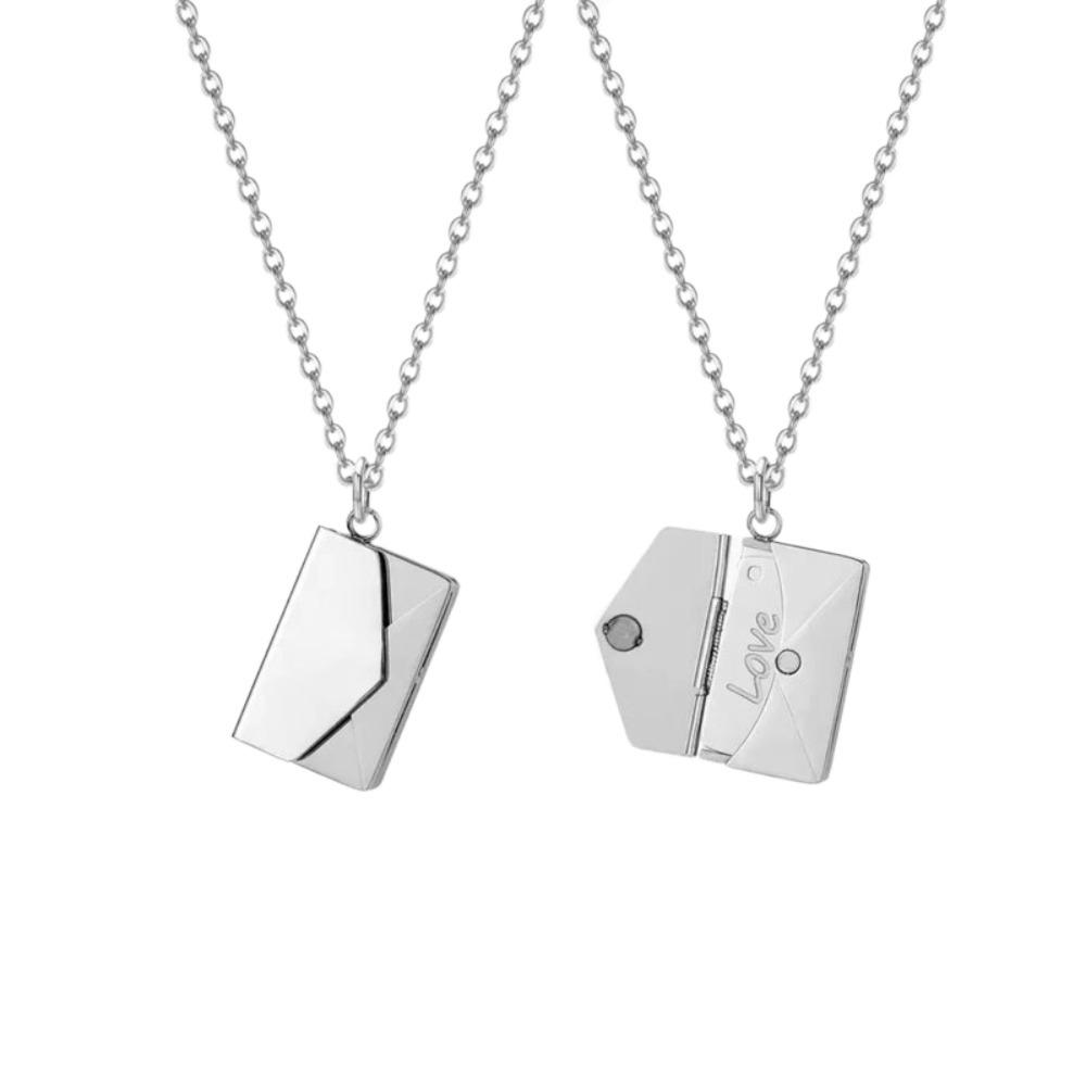 Heart Envelope Necklace Openable Lovers Choker Necklace Simple Pendant Sweater Chain Girls