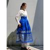 Традиционная корейская юбка ханбок «Серебристый пион голубой»