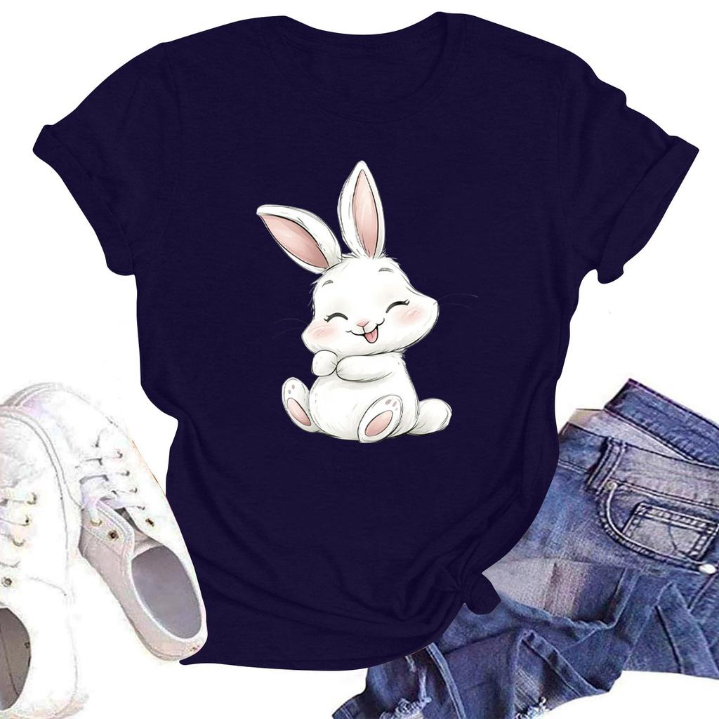 Women's Round Neck Casual Printed Short-sleeved T-shirt Top