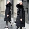 Hooded Large Fur Collar White Duck Down Jacket Women Mid Length Waistband Versatile Thick High-End Design Coat
