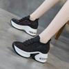 8 Cm Increase Women's Shoes Mesh Surface Breathable Hollow Leisure Sports 2024 Spring /autumn Light Small White Shoes Thick Sole