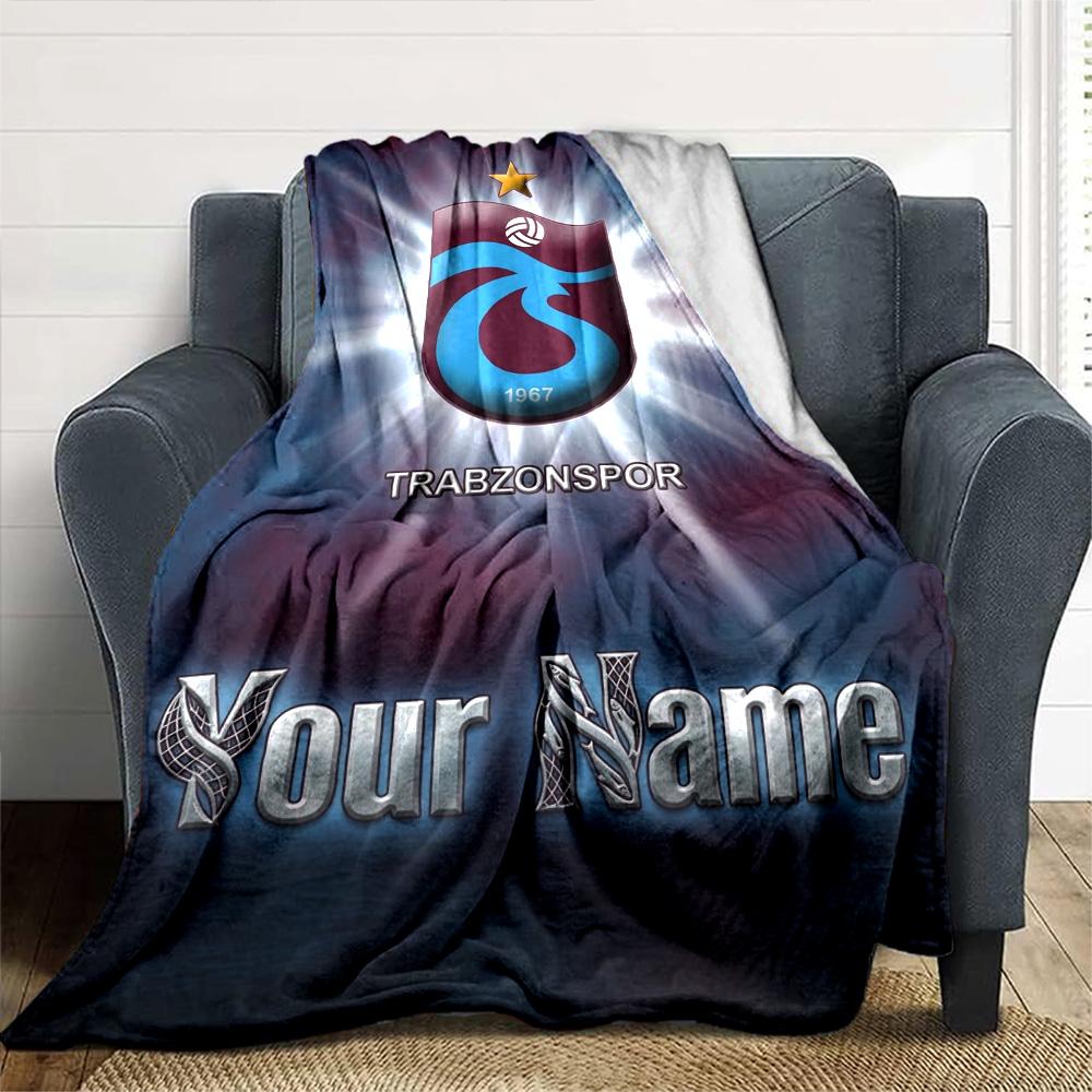 Name Custom Trabzonspor Print Flannel Blanket High Quality Warm Comfortable Cover for All Seasons Perfect for Gifts Home Decor