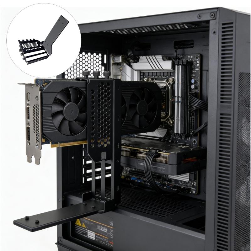 Высокопрочный кабель-удлинитель PCIE X16 Держатель видеокарты PCIE4.0 Вертикальный алюминиевый кронштейн для видеокарты