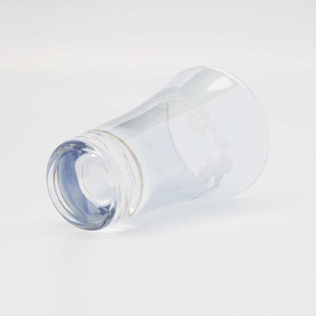 Otsuka Glass "Colorful Poem" Sake Glass, Approximately 100ml, Open-Top, Flower Kiriko Design, Blue, Made In Japan, 01145-15-1BL-1P